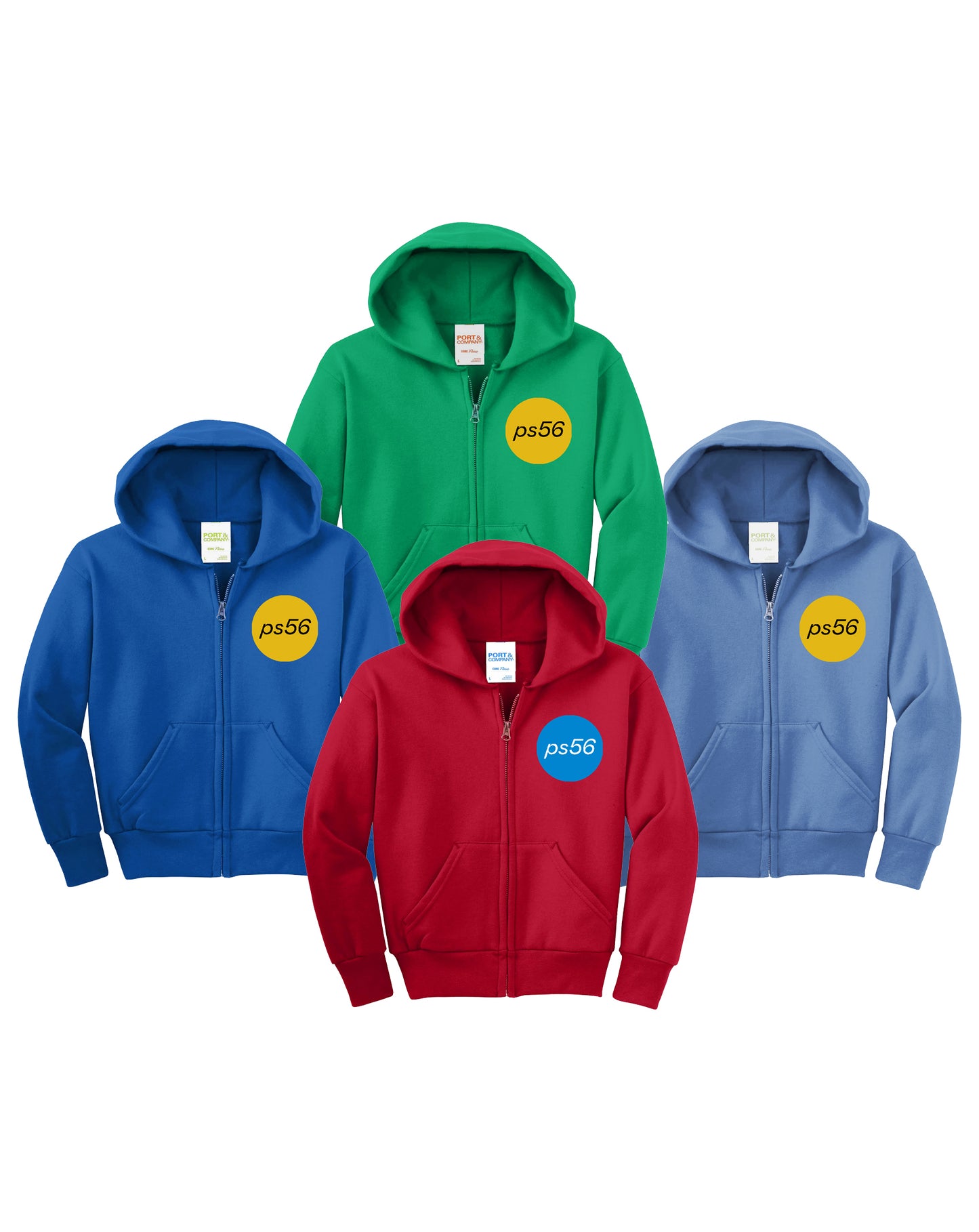 KIDS: Zip Hoodies RED, BLUE, GREEN, LIGHT BLUE